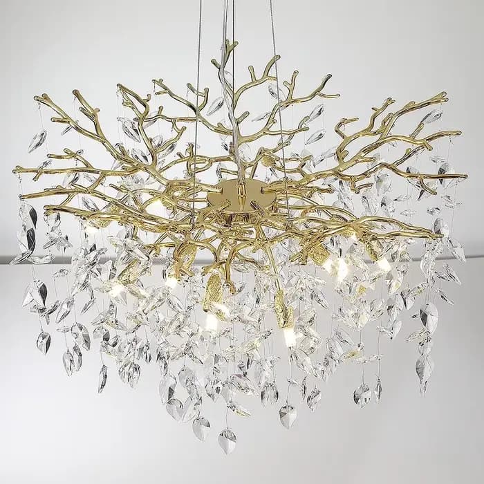 Lustre en cristal de luxe moderne pour salon chambre à coucher décoration de haute qualité aluminium et cristal or argentUsageIdOccasionsSpéciales