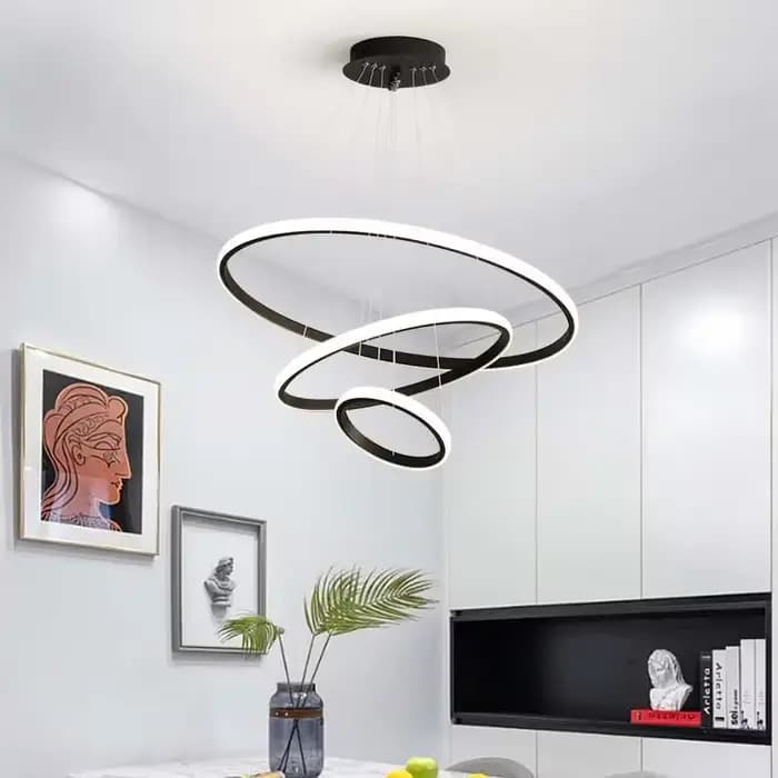 Lustres modernes à LED pour salle à manger, lustres simples en forme d'anneau, luminaires pour salon et chambre, éclairage intérieur pour la maison, lampes suspendues décoratives