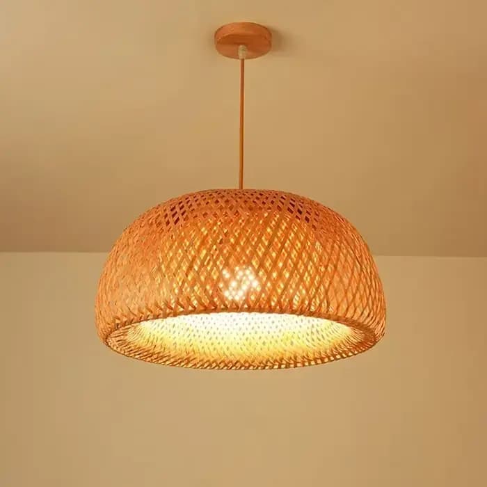 Lanterne en bambou 38/45cm, lampe suspendue en rotin naturel et osier E27, lustres tissés à la main, luminaire suspendu