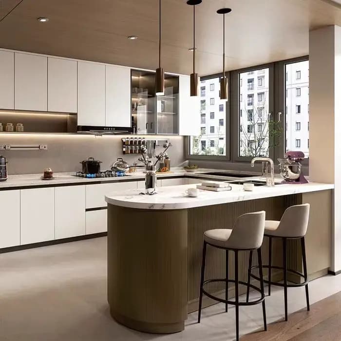 Îles De cuisine au Design minimaliste, esthétique classique, îles De cuisine tendance, meubles itali