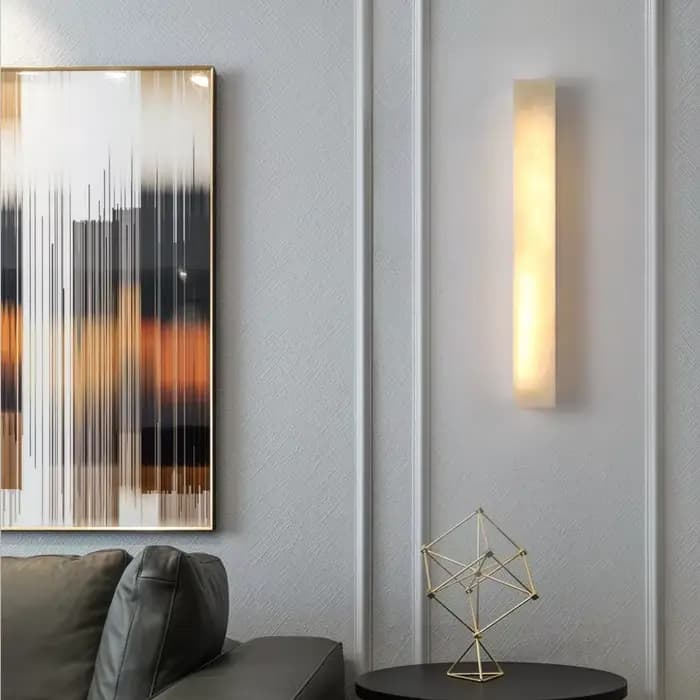 Lampe murale en albâtre, style minimaliste luxueux, longue bande lumineuse pour salon, hôtel, escalier, chambre à coucher, lampe de chevet en marbre.