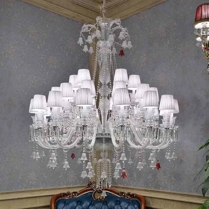 Lustre de salon, grand lustre de plafond en cristal de luxe pour hôtel et mariage, luminaire suspendu en cristal LED pour hôtel, villa, palais