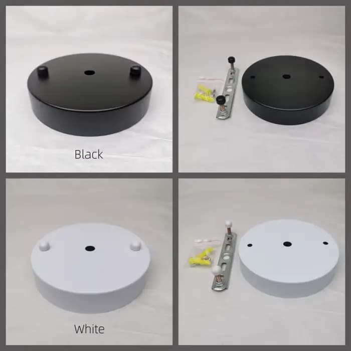 Plaque de plafond 120mm applique murale montage bricolage luminaires Base de lampe suspension Vintage Base de disque noir blanc argent or laiton