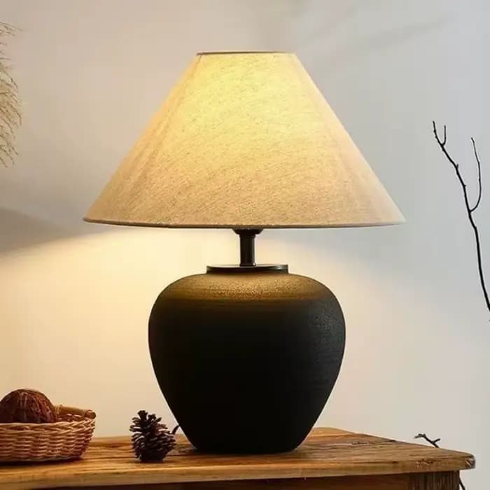 Lampe de table en céramique bleue vintage, grandes lampes de table en porcelaine pour villa, salon, maison, chambre à coucher de luxe, éclairage de chevet