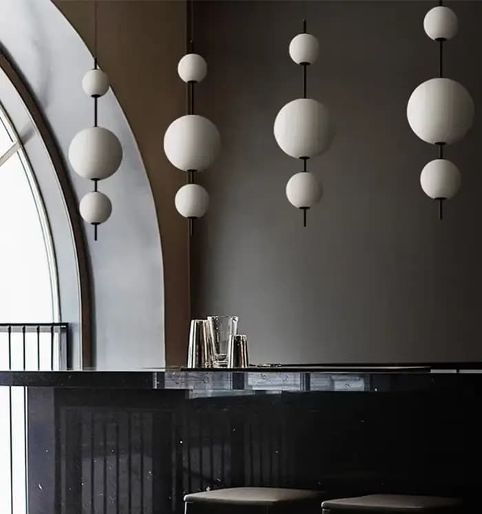 Lustre moderne pour îlot de cuisine, lampe suspendue nordique avec perles en forme de gourde, luminaire décoratif d'intérieur, idéal pour un salon, une chambre à coucher ou une table de chevet