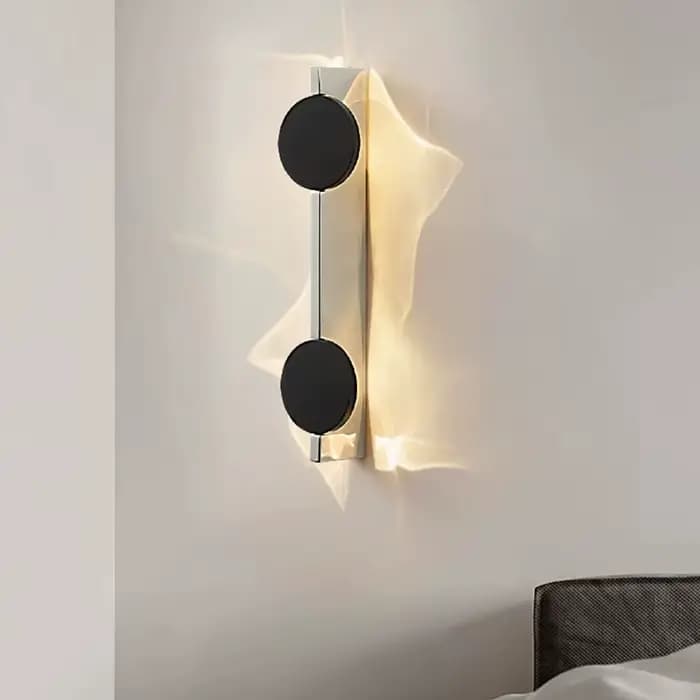 Applique murale LED moderne rotative en acier inoxydable ondulé, luminaire d'ambiance pour chambre d'hôtel et chevet de lit