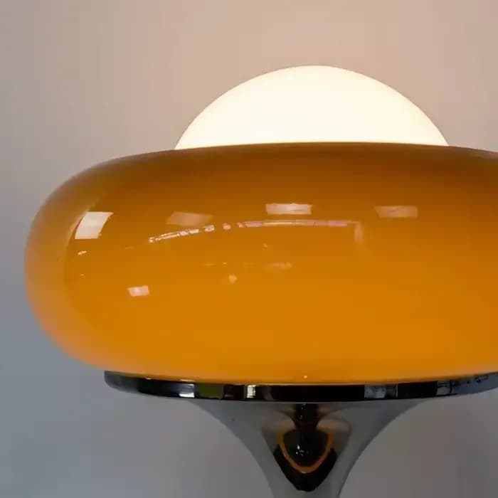 Evely Kevin-Lampadaire LED en verre, abat-jour en métal, lampe de table rétro, orange et rouge, lampe de table à tarte aux œufs, salon et chambre à coucher, étude