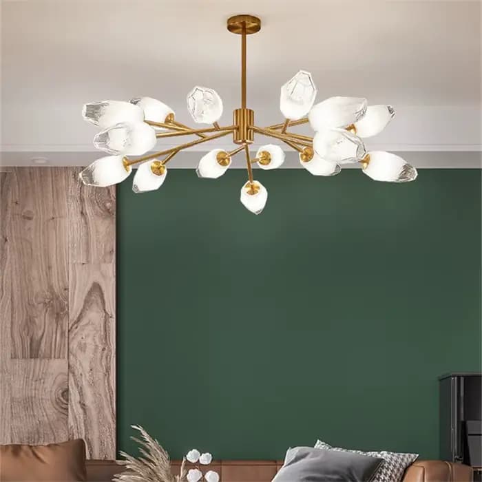 Branche d'arbre lustre verre Design LED fleur lampe pour chambre salle à manger cuisine lampe décoration de la maison salon lumière