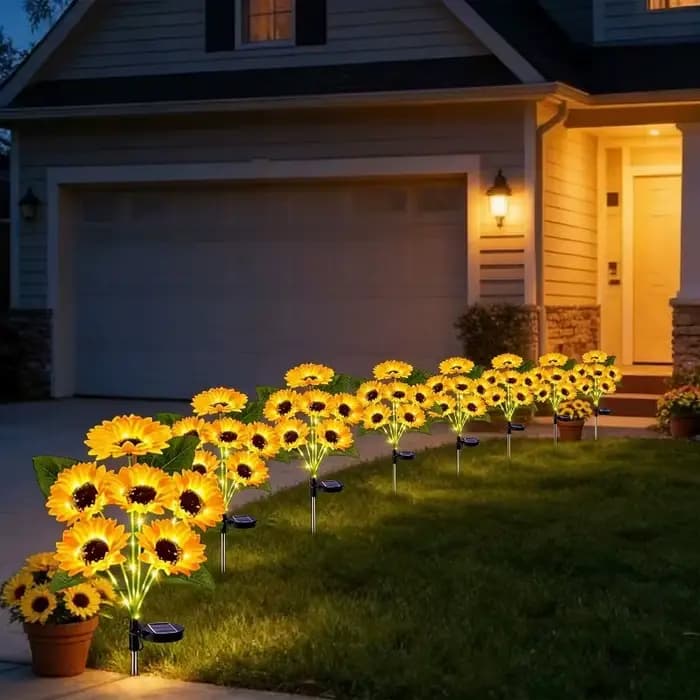Lampes solaires de jardin en forme de tournesol, décorations extérieures imperméables pour pelouse, aménagement paysager, terrasse et clôture