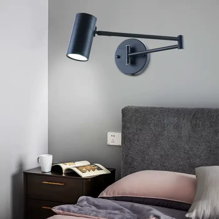 Lampes murales LED à bras long pivotant réglable moderne lecture interne applique murale rétractable pliante interrupteur de chevet domestique lumière de décoration