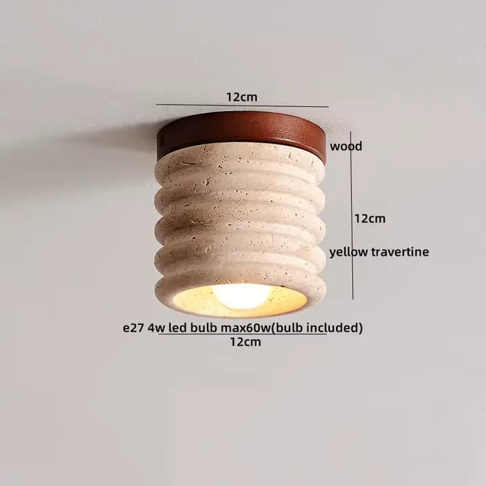 Nordique moderne Simple Ellipse naturel jaune travertin plafonnier lampara De Techo bois auvent LED plafonnier