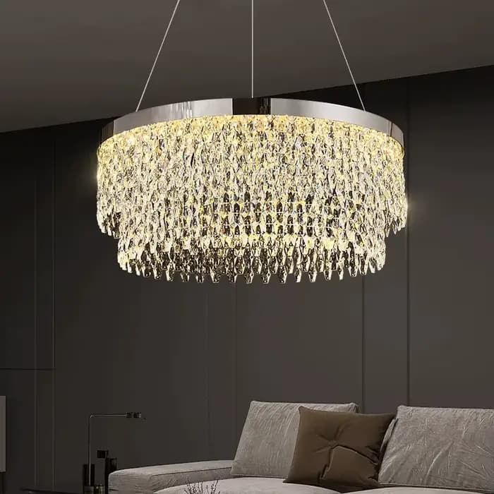 Lustre en cristal de luxe moderne avec télécommande pour salon et salle à manger, adaptabilité et élégance pour une ambiance sophistiquée