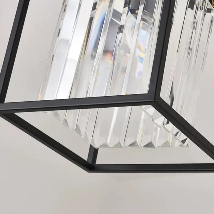 Lustre en cristal moderne noir/doré, lampe suspendue pour salle à manger, décoration de luxe pour la maison, éclairage d'îlot de cuisine, Lustre rectangulaire Led