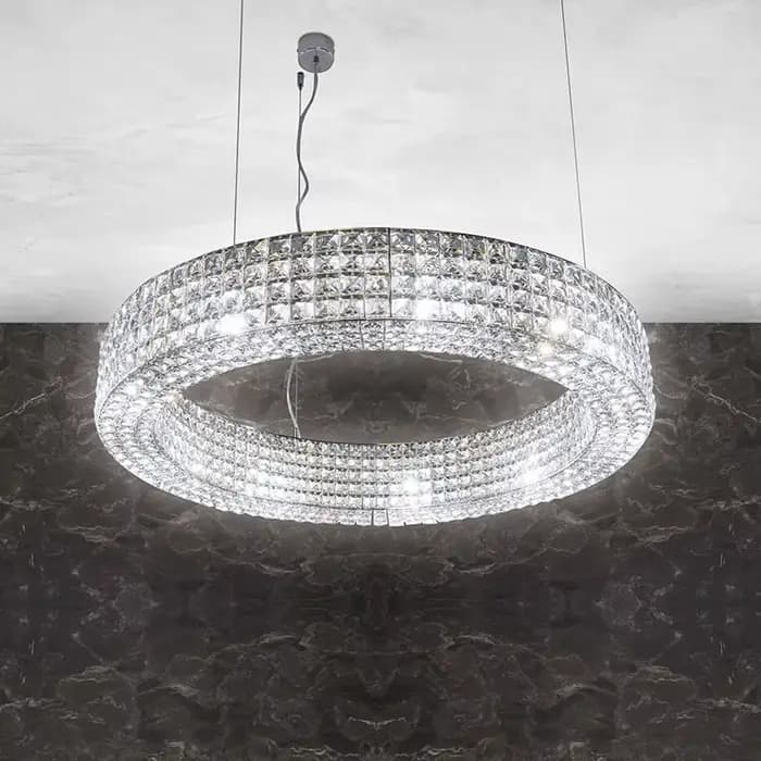 Lustre rond en cristal de luxe postmoderne pour salon, chambre et salle à manger, design personnalisé, idéal pour les bureaux de vente