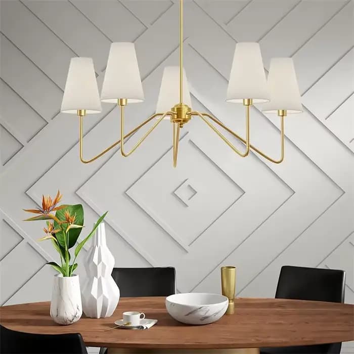Plafonnier Moderne Classique en Lin Blanc Poli Or ou Noir, Luminaire Décoratif de Plafond, Idéal pour une Cuisine ou une Chambre à Coucher