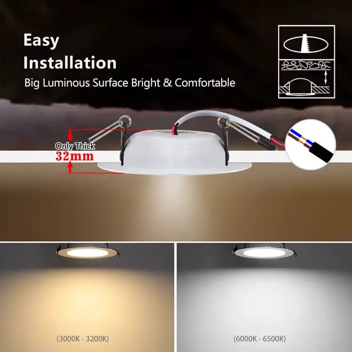 Spots LED Plafond Downlight AC 220V 18W 15W 12W 9W 7W Encastré Rond Lampe Spot LED Dowm Light Panneau d’éclairage intérieur caché, Spot Lumineux LED Circulaire Encastrable pour le Plafond, Éclairage d