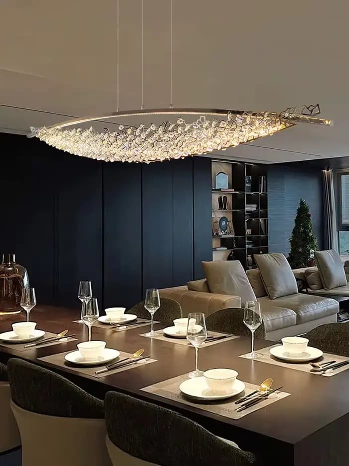 Lustre LED suspendu de luxe en cristal pour restaurant, terrasse, îlot, style italien, luminaire haut de gamme pour salle à manger de villa