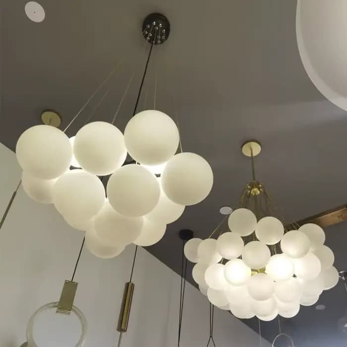 Lustre en verre à bulles, suspension à boule blanche, lampe pour salon, chambre à coucher, décoration d'intérieur
