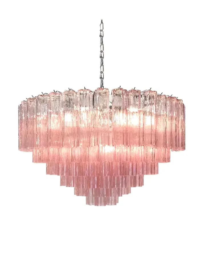 Plafonnier LED en Verre de Bergame Rose Clair, Luminaire Décoratif d'Nik, Idéal pour un Salon ou un Restaurant