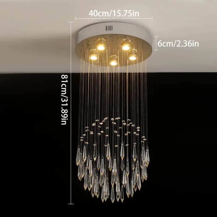 Plafonnier LED suspendu en cristal au design moderne, éclairage d'intérieur, luminaire décoratif de plafond, idéal pour un salon ou une salle à manger