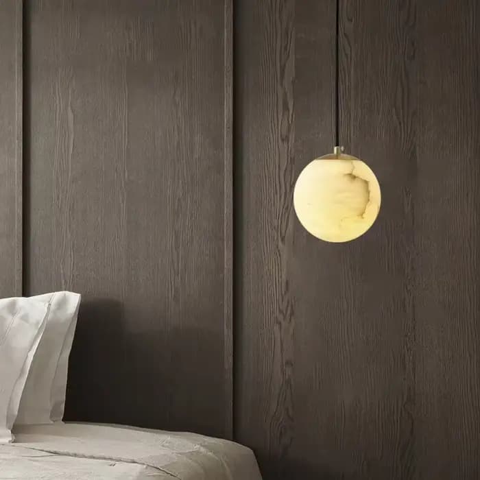 Lampe à suspension boule de marbre moderne Design nordique postmoderne lampe suspendue de chevet de luxe bar île table balcon lumière d'angle
