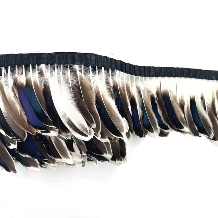 Plumes de canard naturelles sur ruban, franges à pompons, garniture en plumes de faisan, ruban d'oie, accessoires pour la confection de vêtements, la décoration et la broderie