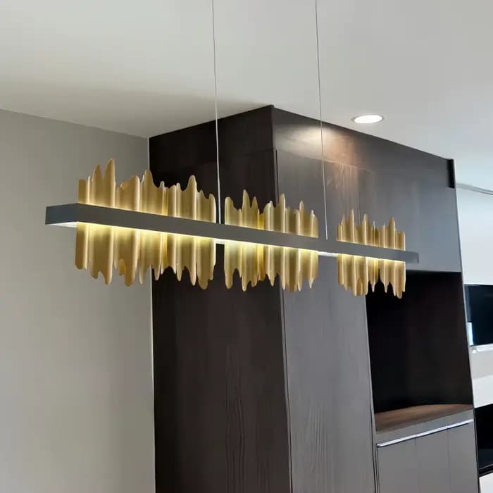 Nouveau lustre moderne pour salle à manger, design iceberg, lampe suspendue LED, luminaires rectangulaires pour îlot de cuisine, or/noir