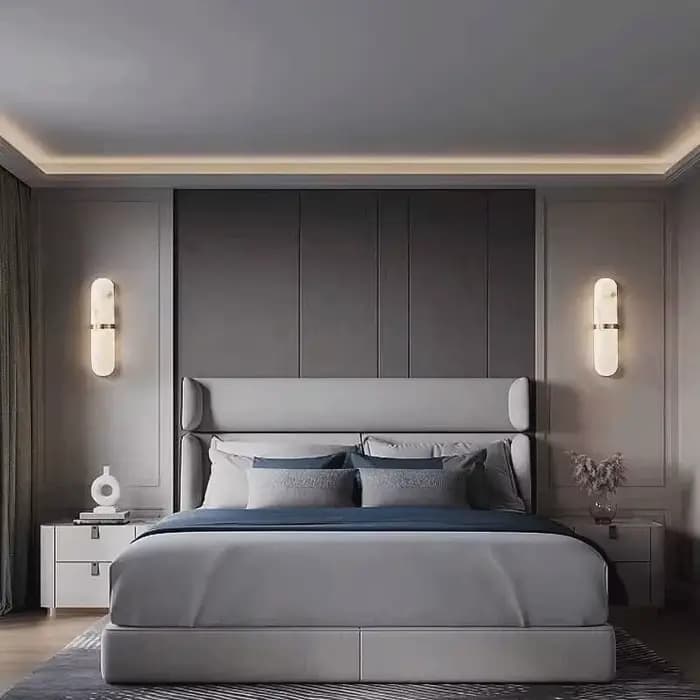 Applique Murale Ovale en Cuivre et Marbre Naturel, Luminaire Postmoderne de Luxe pour Salon, Hôtel, Chambre à Coucher, Style Minimaliste, Nouveau Modèle