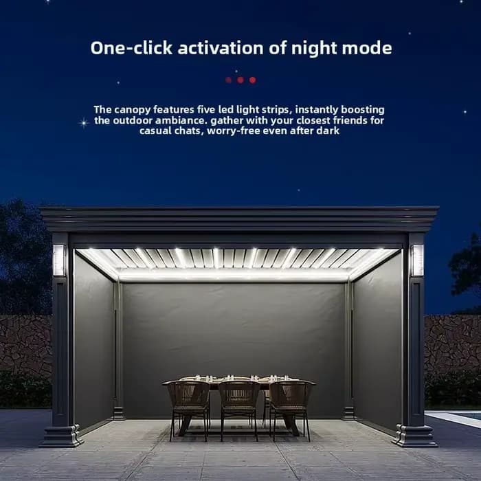 Gazebo élégant et Durable en alliage d'aluminium, pare-soleil électrique moderne, pavillon extérieur à persiennes pour jardin, Villa, cour