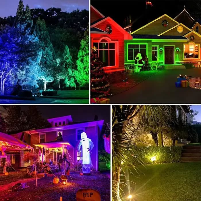 Éclairage paysager 10W RGBW 110V 220V, Spot LED extérieur étanche avec télécommande pour cour, jardin, pelouse, arbre, mur de chemin