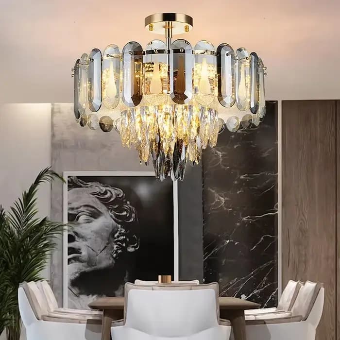 Plafonniers modernes en cristal gris de luxe, éclairage LED, plafonniers, décoration de la maison, Lustres pour décor de salon, nouveau, 2023