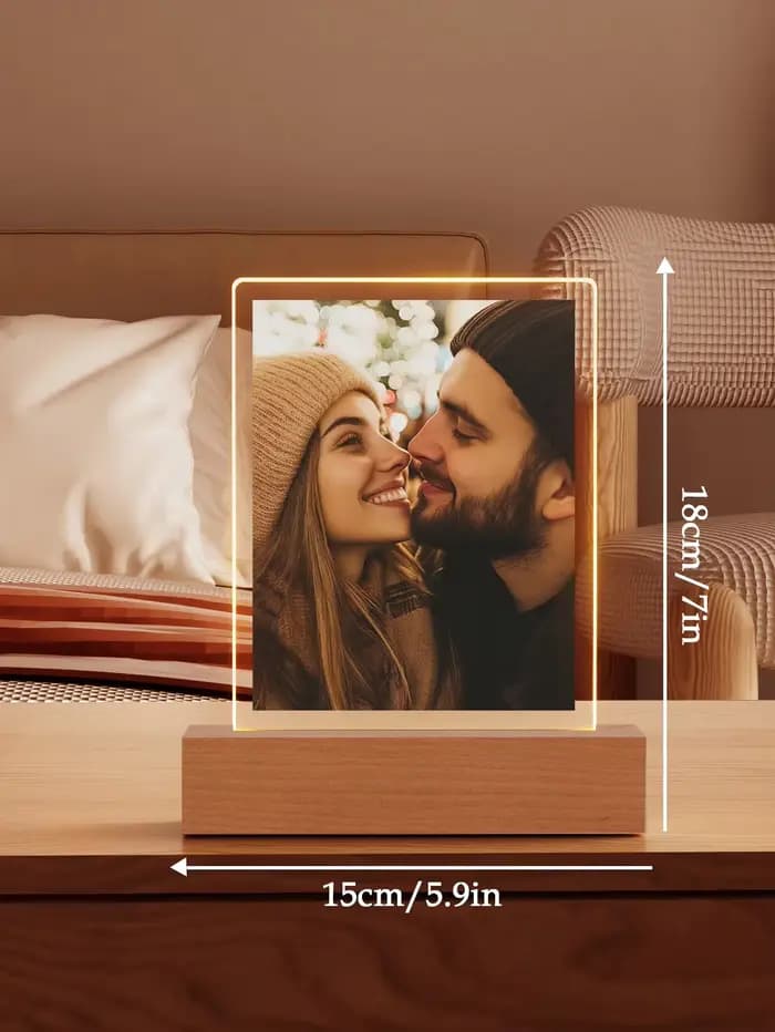 Veilleuse Led Photo de collage de Couple personnalisée, veilleuse acrylique personnalisée avec photo et texte, lumière photo personnalisée,