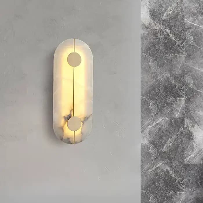 Applique murale ronde moderne en albâtre en marbre naturel pour salon chambre à coucher chevet couloir cuisine décoration d'intérieur lumière LED élégante pour femmes occasions spéciales