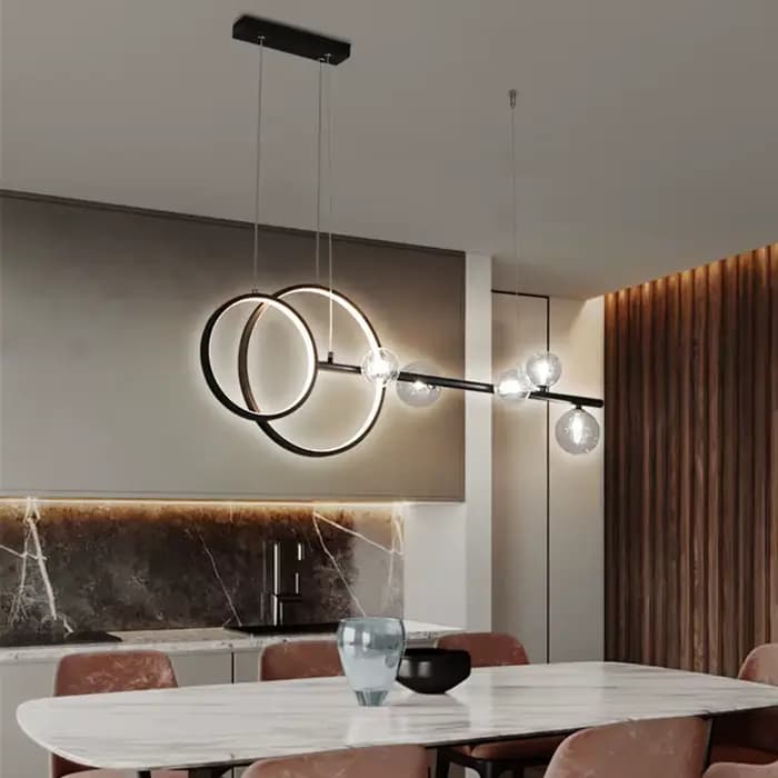Lampe Suspendue Ronde en Verre au Design Nordique Moderne, Luminaire Décoratif d'Nik, Idéal pour une Salle à Manger, un Bureau ou un Document