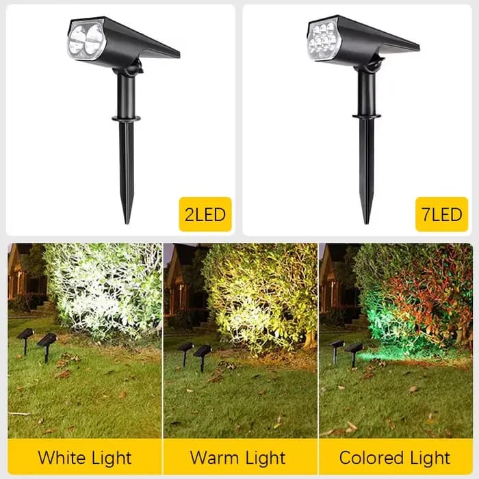 Projecteurs solaires avec montage au sol/mur, éclairage paysager LED marche/arrêt automatique pour arbres de pelouse de jardin