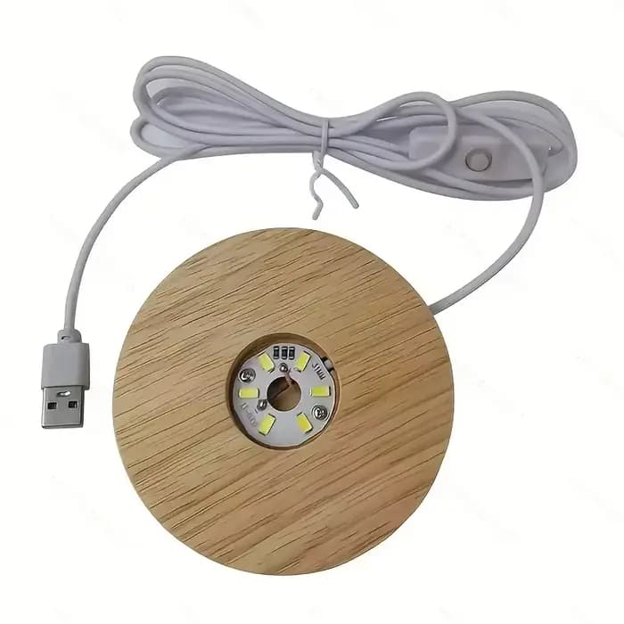 Lampes décoratives de bureau en bois, Base lumineuse, veilleuse Led en bois, présentoir Usb, support de lampe, ornement artistique
