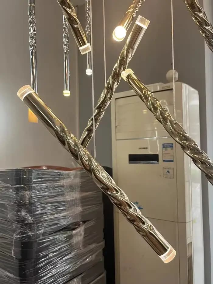 Moderne LED créatif or Tube rond conception Droplight Duplex Penthouse escalier suspension lumière maison éclairage intérieur décoration