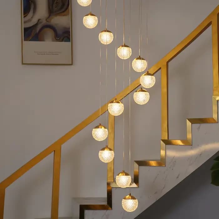 Lustre Long en Spirale pour Escaliers, Lumière LED, Grenier de Luxe, Salon, Cuisine, Décoration de la Maison, Plafond de Chambre à Coucher