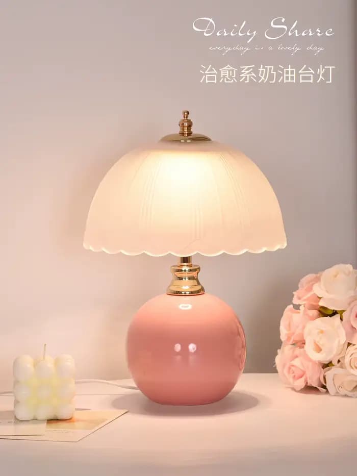 Lampe de bureau moderne en verre et céramique, lampe de chevet pour chambre à coucher, atmosphère de luxe, chambre d'enfant, lampe de Table princesse