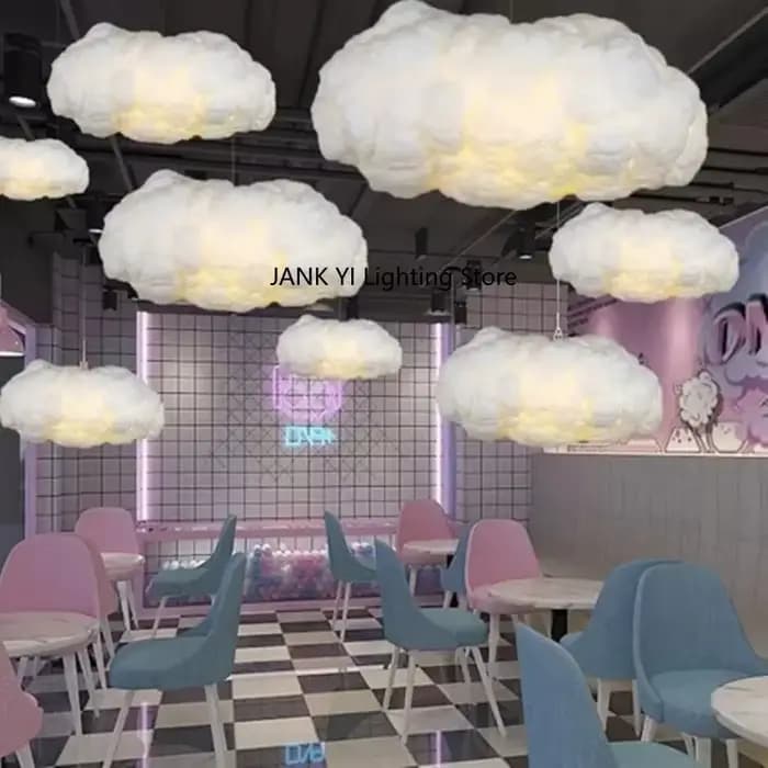 Luminaire suspendu en forme de nuage en tissu avec éclairage LED pour salon chambre et restaurant élégance moderne douceur romantique