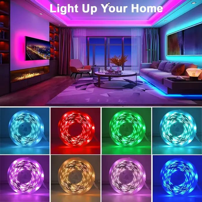 Bande lumineuse Led pour synchronisation de musique, avec contrôle par application, ruban lumineux Flexible pour décoration de fête à domicile, rétro-éclairage TV