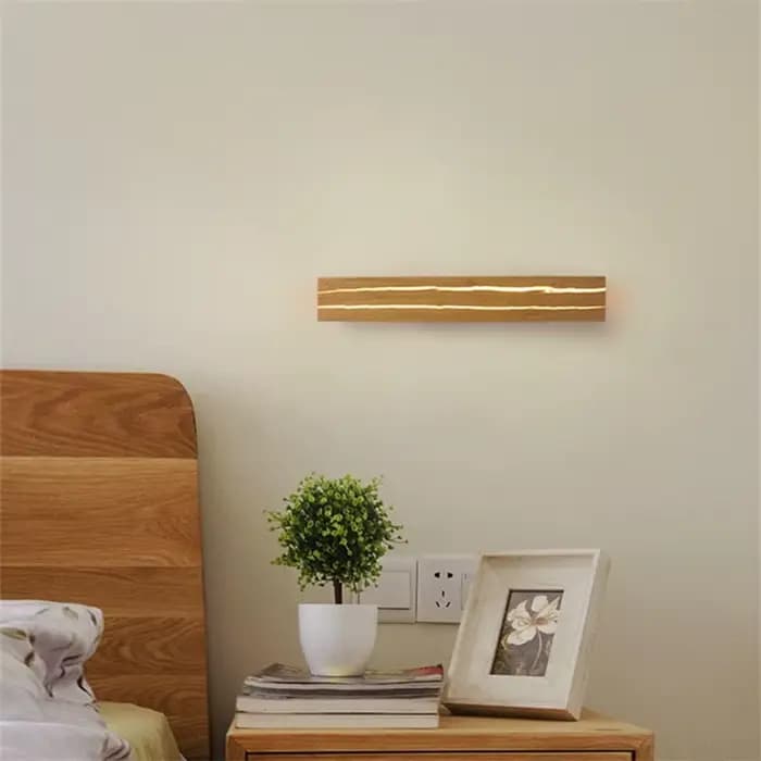 Applique Murale LED en Bois de Style Mars, Luminaire Décoratif d'Nik, Idéal pour une Chambre à Coucher, un Salon, une Cuisine ou un Bureau