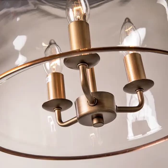 Luminaire suspendu Led rétro américain en verre transparent, décoration de la maison, salon, chambre à coucher, table d'îlot, luminaire à trois couleurs