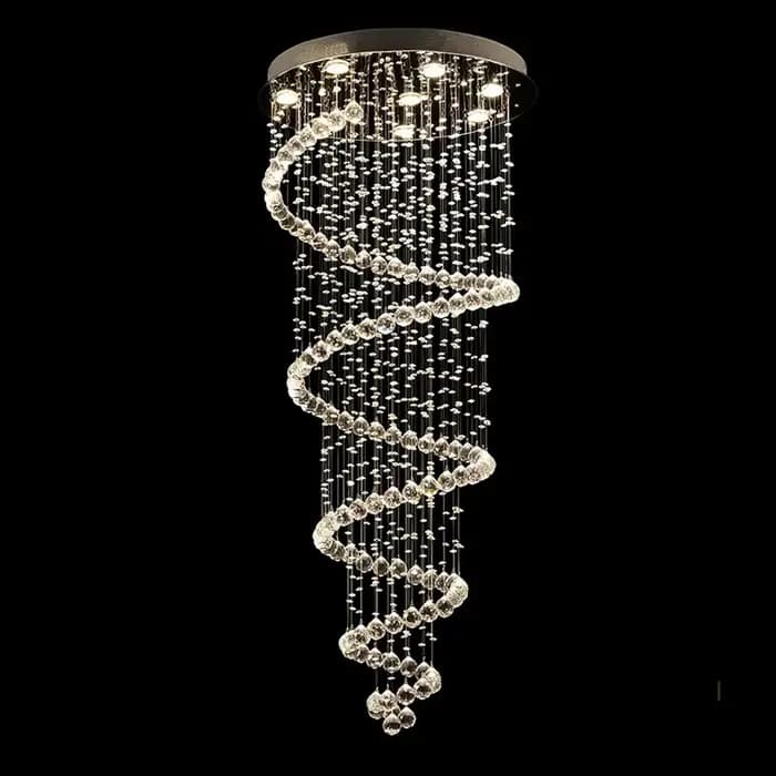 Spirale Cristal LED Plafond Lustre Lumière Chambre Hall Salon Suspension Lustre Couloir Escalier Lampe Suspendue Luminaire