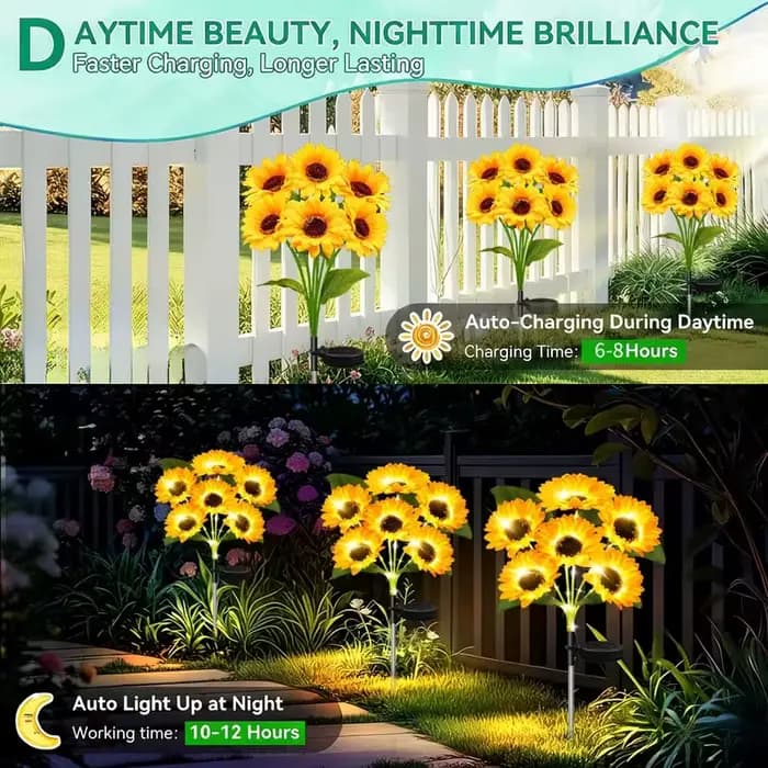 Lampes solaires de jardin en forme de tournesol, décorations extérieures imperméables pour pelouse, aménagement paysager, terrasse et clôture
