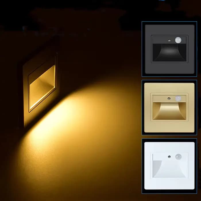 Lampe Intelligente pour Foyer de Nuit, Détecteur de Mouvement PIR, Capteur COB LED, Lumière d'Escalier Encastrée, Échelle de Marche, Foyer de Cuisine, Applique Murale