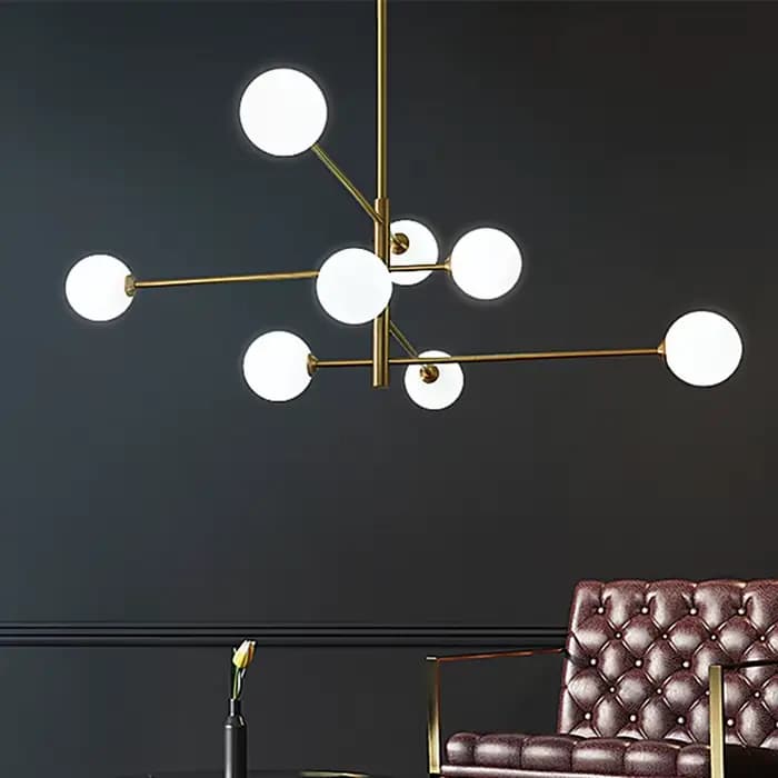 Lustre en cuivre doré avec boule de verre, lustre pour salle à manger, lustre pour îlot de cuisine, éclairage intérieur domestique, noir