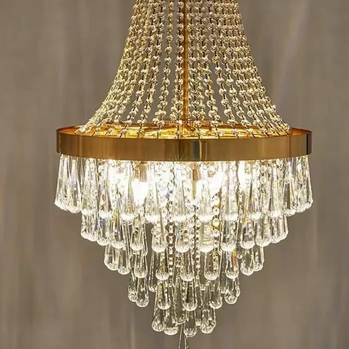 Lustre en cristal doré de luxe pour salle à manger, escalier circulaire, couloir, salon, chambre à coucher, comptoir de bar, lumière élégante