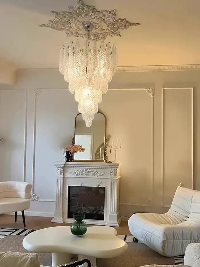 Français luxe moderne maison déco feuille de verre colorisé lampes suspendues Suspension Luminaire Lampen pour salon