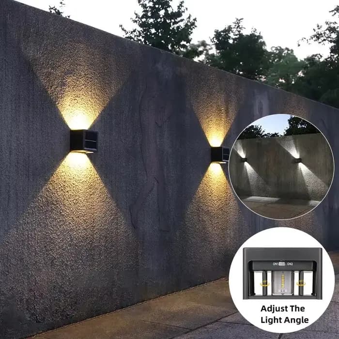 Applique murale solaire extérieure LED étanche rondelle murale cour Villa clôture décor 2 Modes projecteur pour portes murs balcon jardin